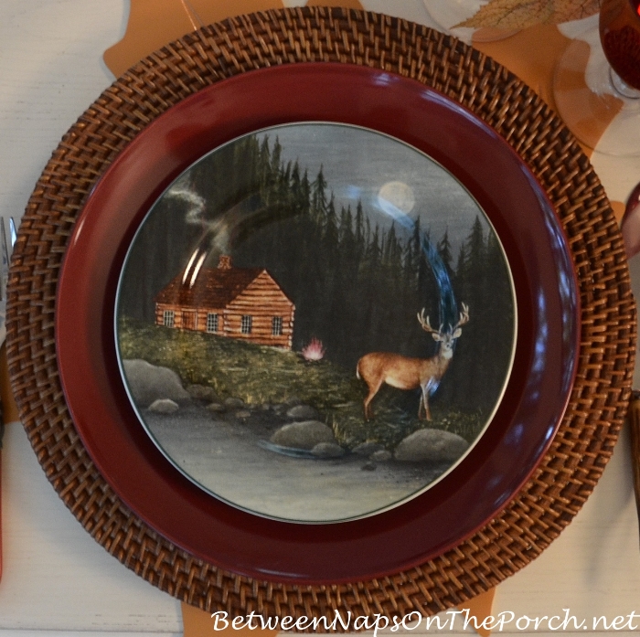 log-cabin-deer-plate-northwoods-dinnerware