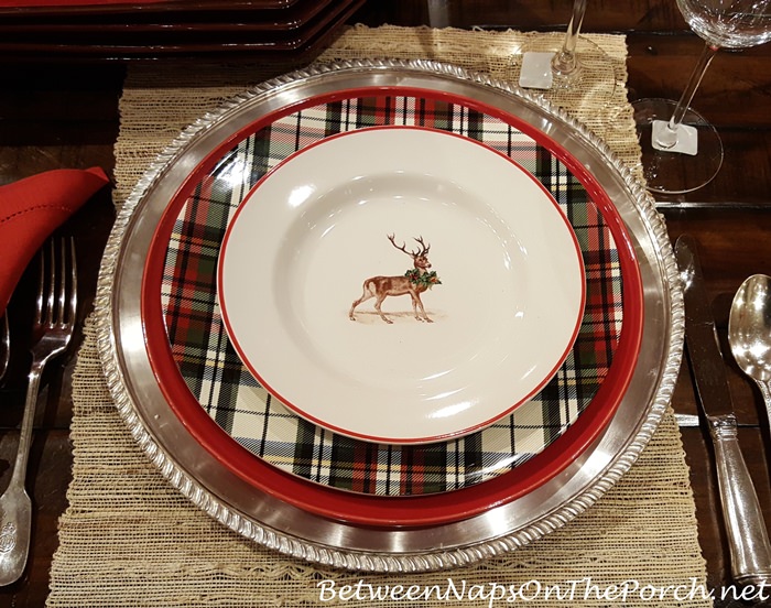 pottery-barn-denver-plaid-plates-with-silly-stag-plates