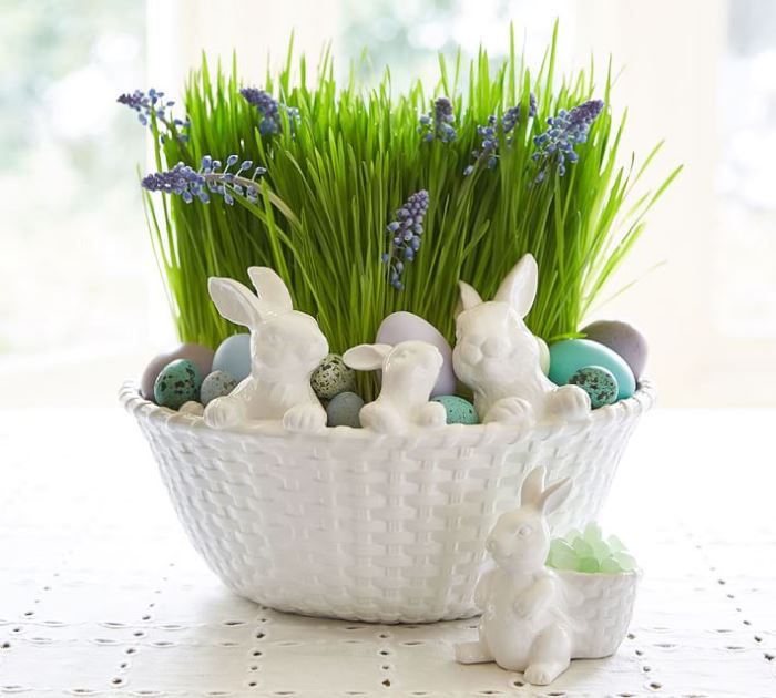 Bunnys climbing out of bowl