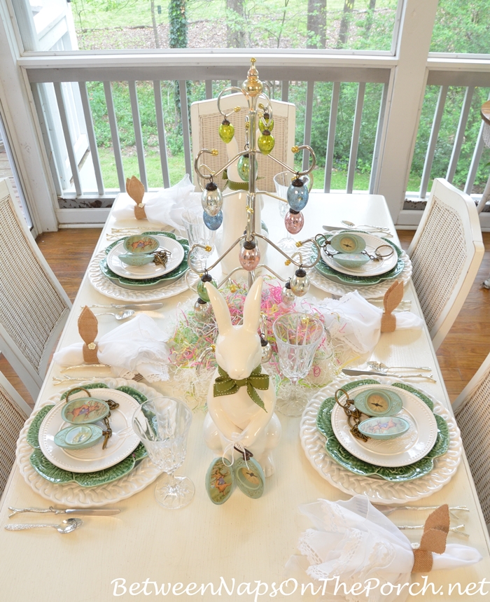 Easter Bunny Giving Out Eggs Tablescape - Intelligent Domestications