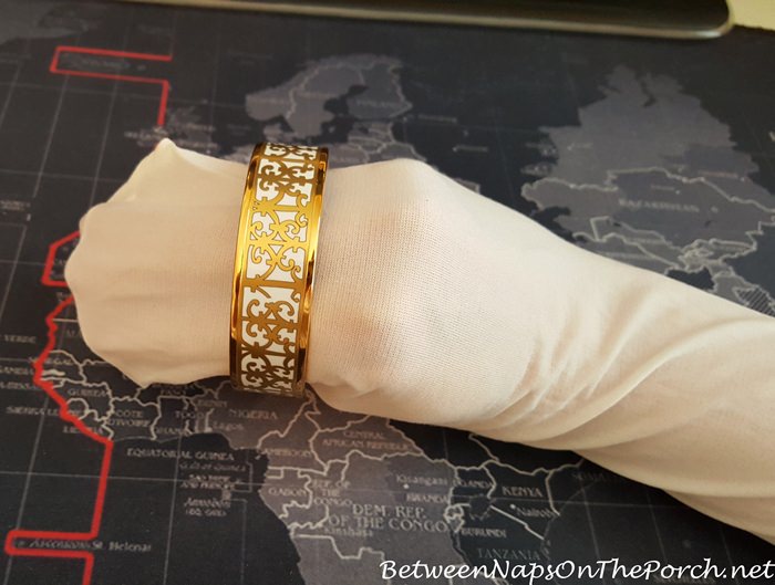Goldtone mesh bangle bracelet - Ruby Lane