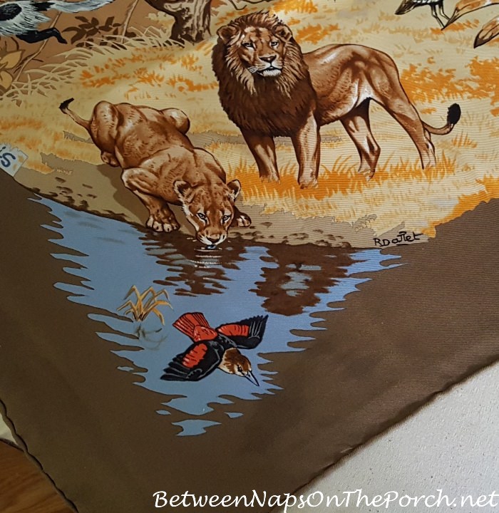 hermes lion scarf