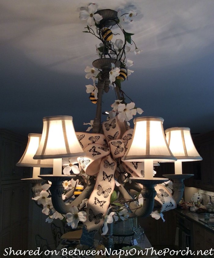 Chandelier Decorated for Spring Party