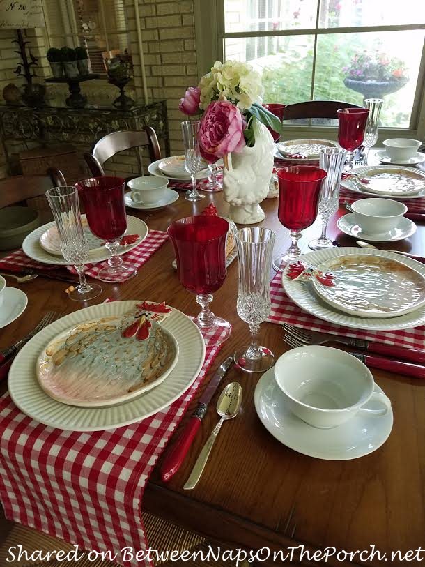 Jacques Pepin Chicken Table Setting for Whimsical Tablescape