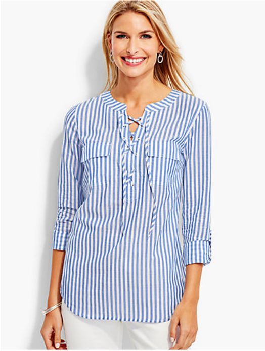 Blue and White Striped Shirt