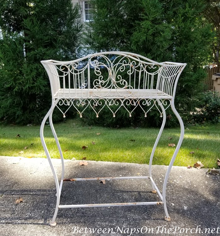 Before of rusted plant stand before painting