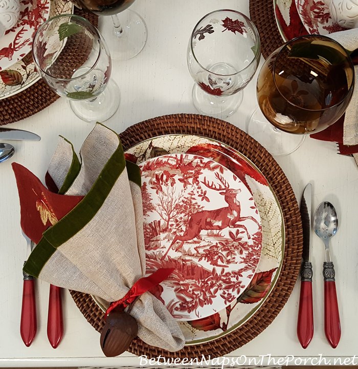 Red and White Deer Plates for Fall Dining