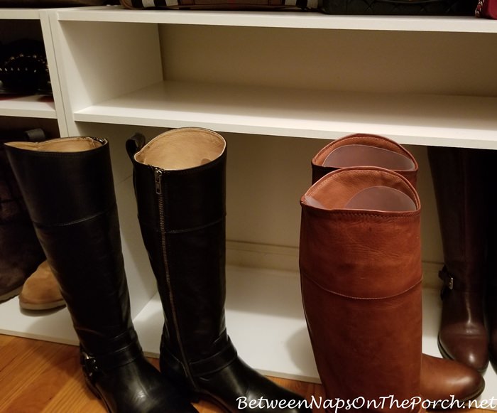 A Closet Update: Hacking Shelves for Boot & Shoe Storage – Between Naps on  the Porch