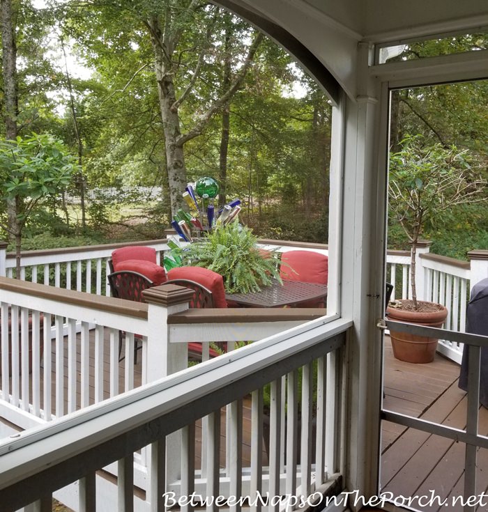 Deck Before And After With Lodge Brown Solid Stain For The Deck And Railings Between Naps On The Porch