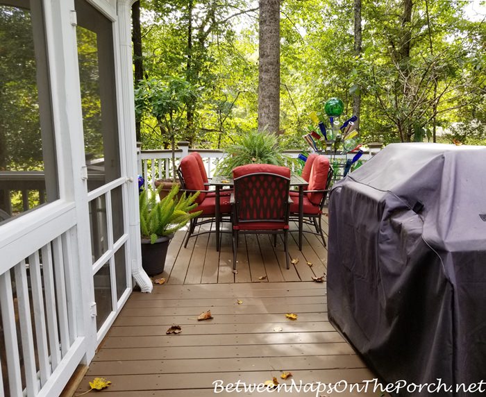 Deck Before And After With Lodge Brown Solid Stain For The Deck And Railings Between Naps On The Porch