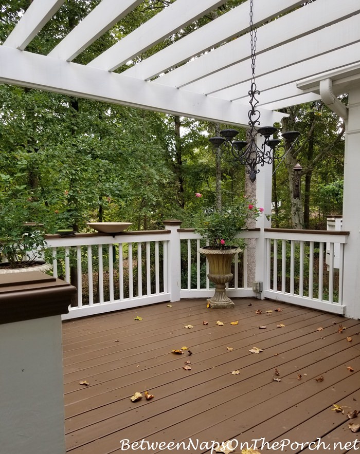 Deck Before And After With Lodge Brown Solid Stain For The Deck And Railings Between Naps On The Porch