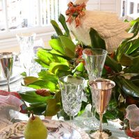 12 Days of Christmas Table with Goose Magnolia Centerpiece