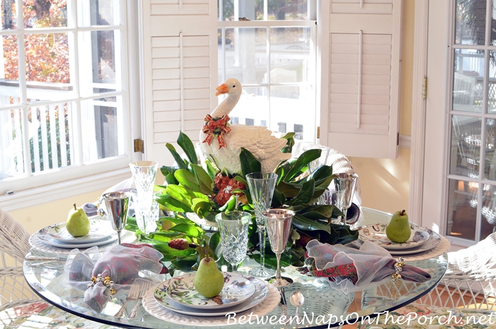 12 Days of Christmas Table with Goose & Magnolia Centerpiece