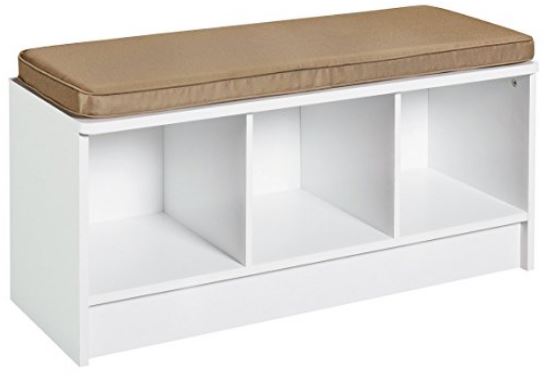 Bench with storage, for putting on shoes and boots