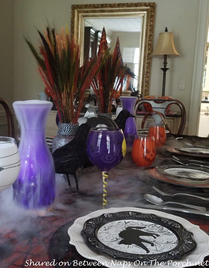 Halloween Table with Spooky Dry Ice Mist