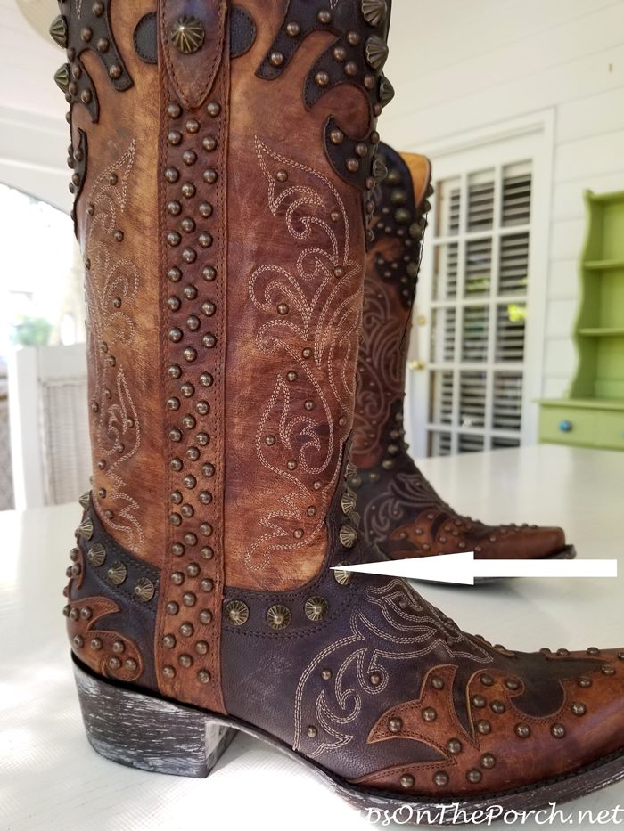 Old Gringo Boot with something caught underneath the leather