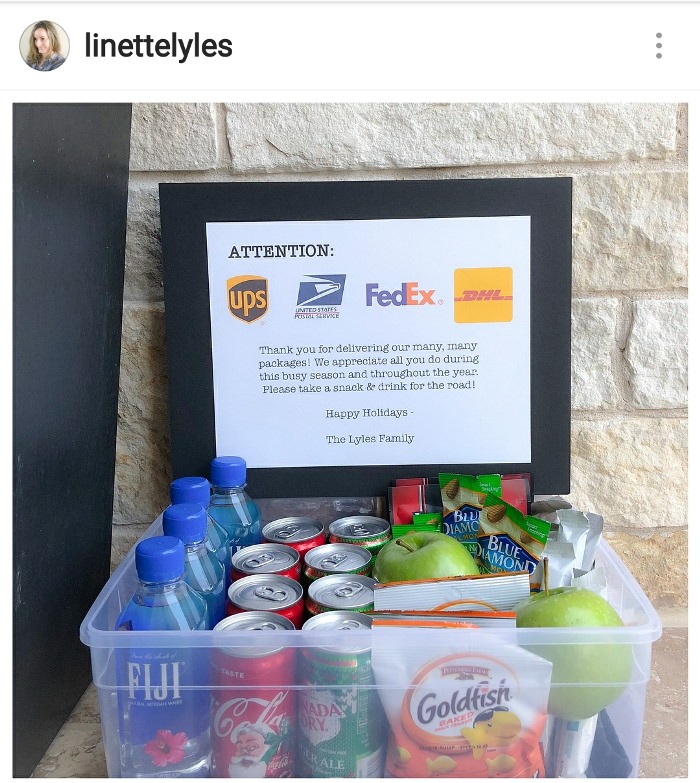 Front Porch Hot Cocoa Station for Delivery Drivers