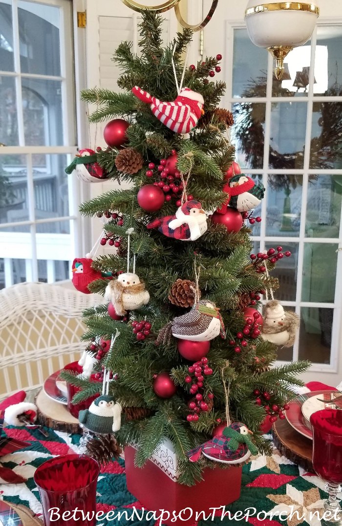 Bird Tree Centerpiece for Christmas Table