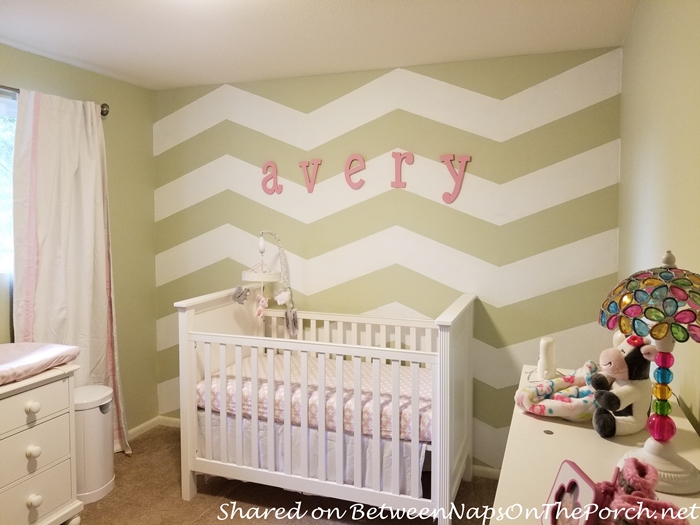 Girls Nursery with Chevron Accent Wall