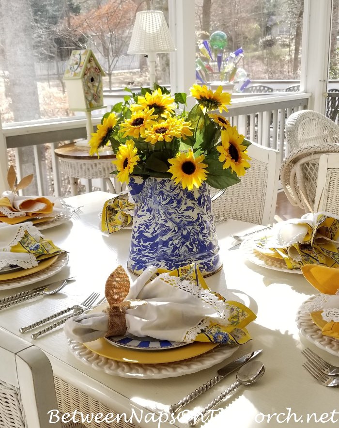 Sunny Porch Table with Sunflower Centerpiece