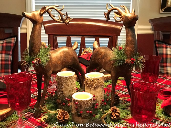 Deer Centerpiece with bark candles