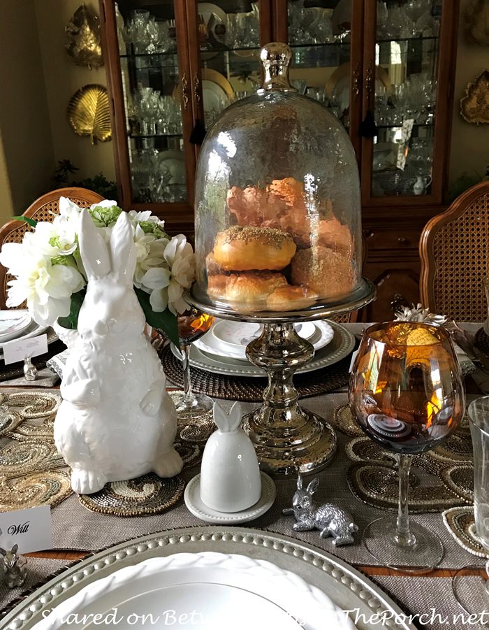 Easter Spring Table Setting in Neutral Tones with Adorable Bunny Plates 02