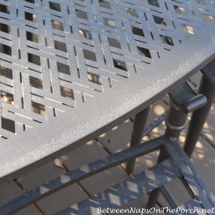 Tree Debris On Deck Furniture, Before Cleaning