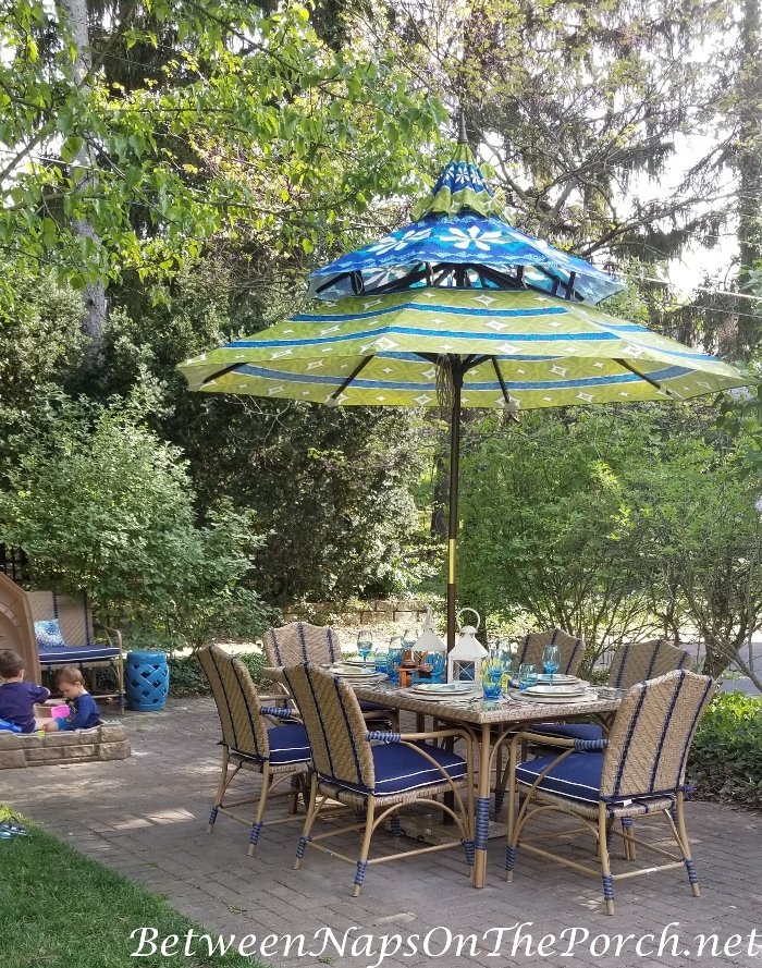 Child patio set with clearance umbrella