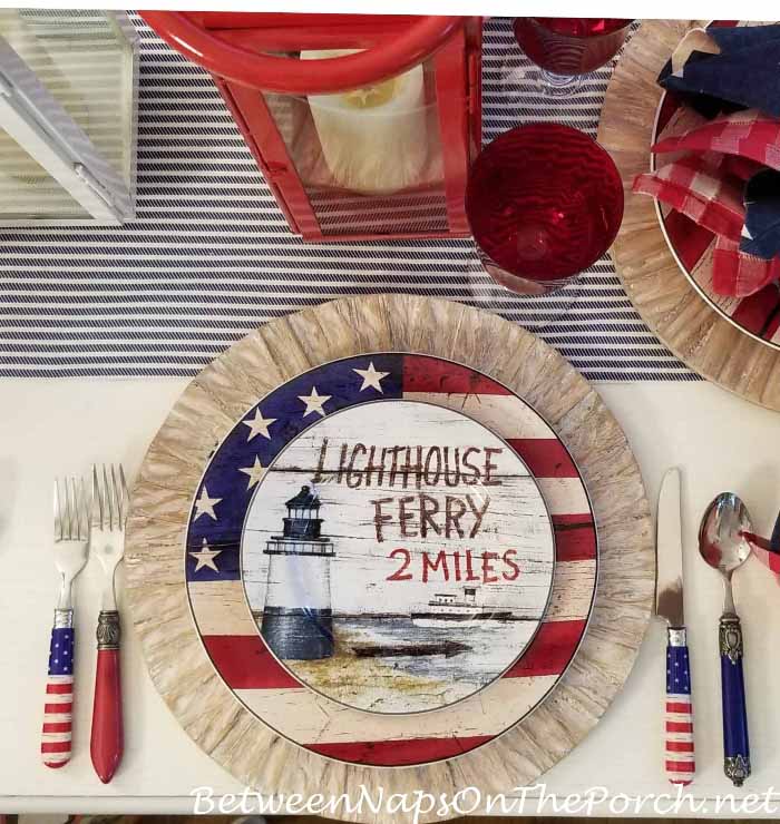 4th of July Table with David Carter Brown Driftwood Plates