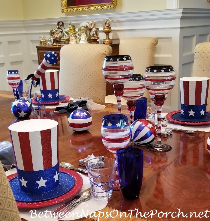 4th of July Tablescape, Festive Red, White and Blue