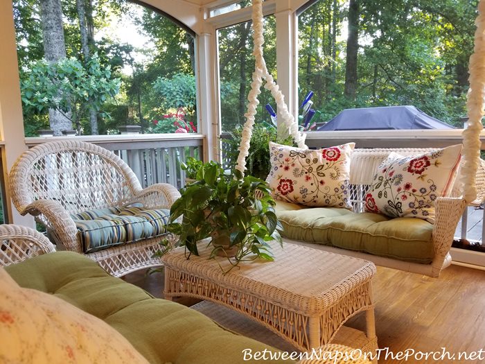 Comfy Seating Area on Screened Porch