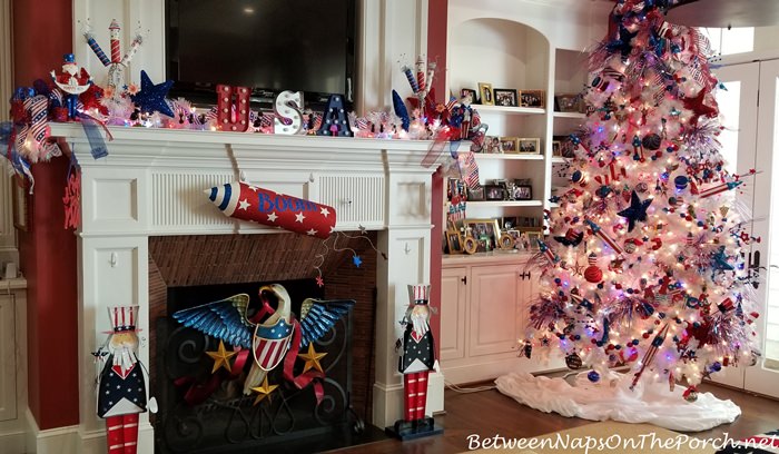 Fireplace Decorated for the 4th of July