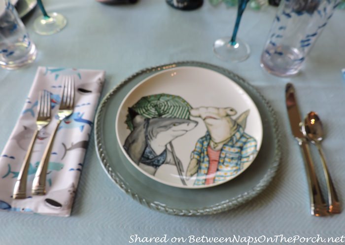 Children's Shark-Themed Birthday Table Setting