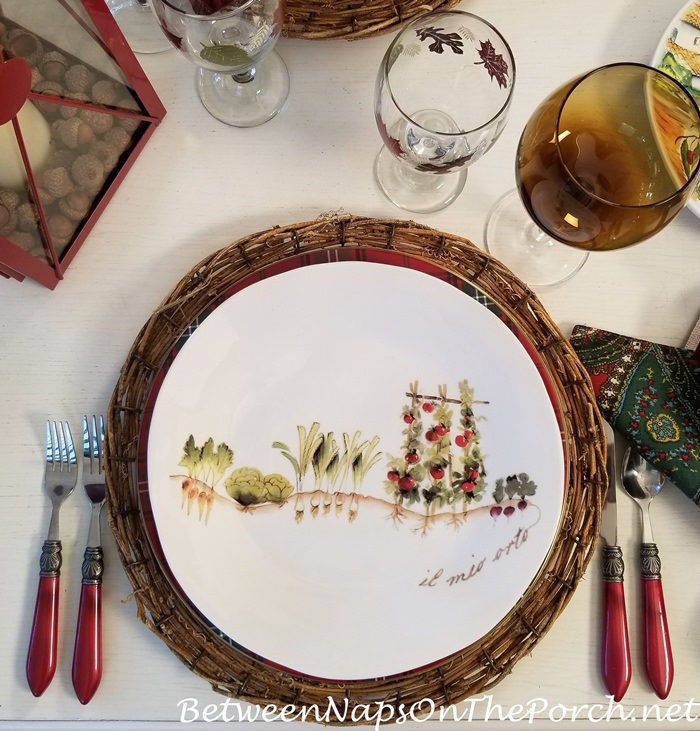 Dinner Plate, Vegetable Garden Scene in Italy