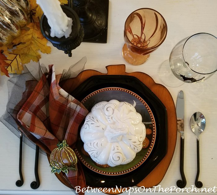 Halloween Tablescape, Pumpkin Chargers & Pumpkin Soup Tureens