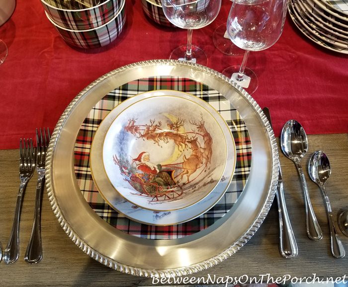 Christmas plaid clearance plates