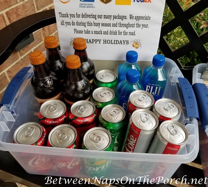 Front Porch Hot Cocoa Station for Delivery Drivers