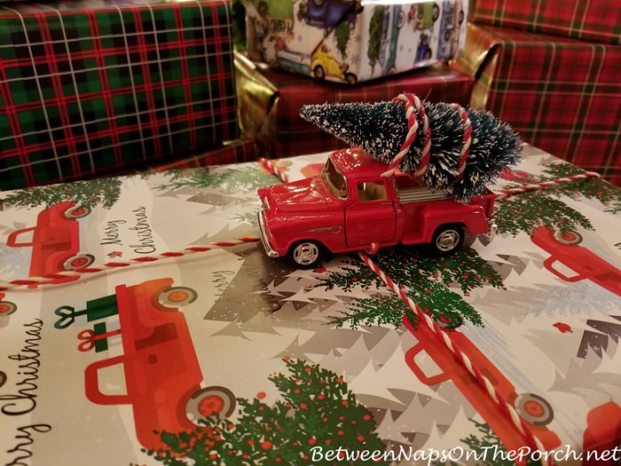 Red Truck Bringing Home Christmas Tree Wrapping Paper