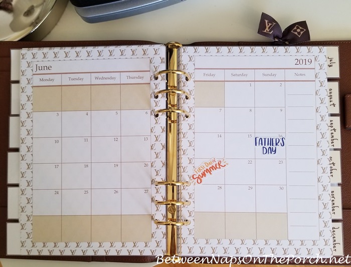 Calendar Pages Insert for Louis Vuitton Agenda