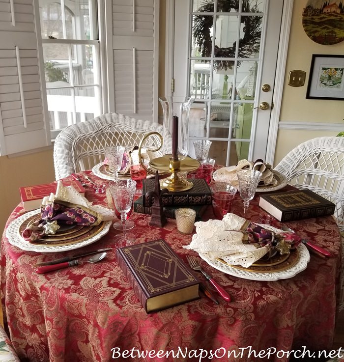 Table Setting in Warm Colors, Burgundy, Browns and Reds for Winter 