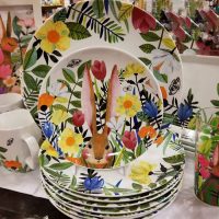 Bunny Floral plates for spring and Easter