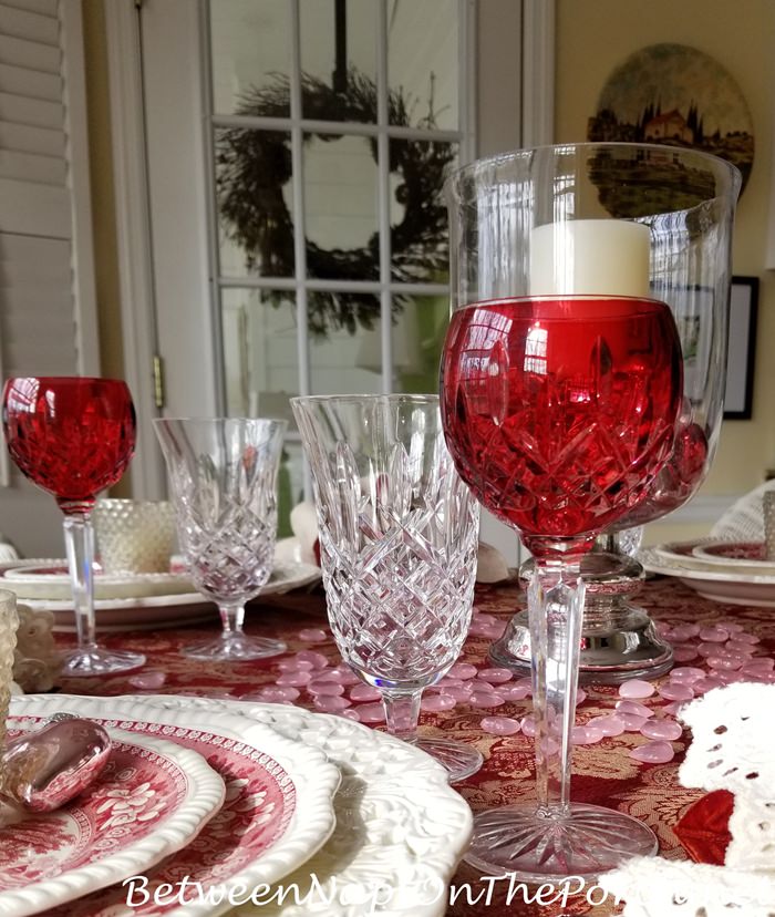 Waterford Stemware, Araglin and Lismore, Valentine's Day Table