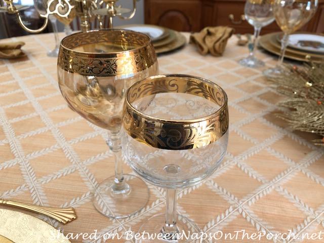 Beautiful Gold-Rimmed Wine Glasses