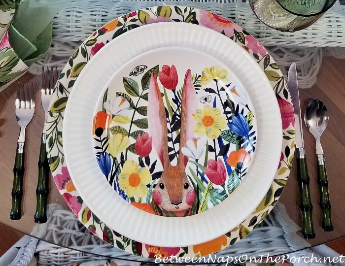 Bunny Floral Salad Plates for a Spring Table