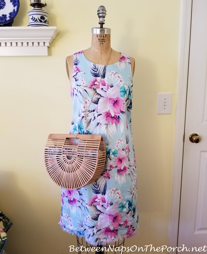 Cult Gaia Style Arc Bag with Floral Shift Dress by Tommy Bahama