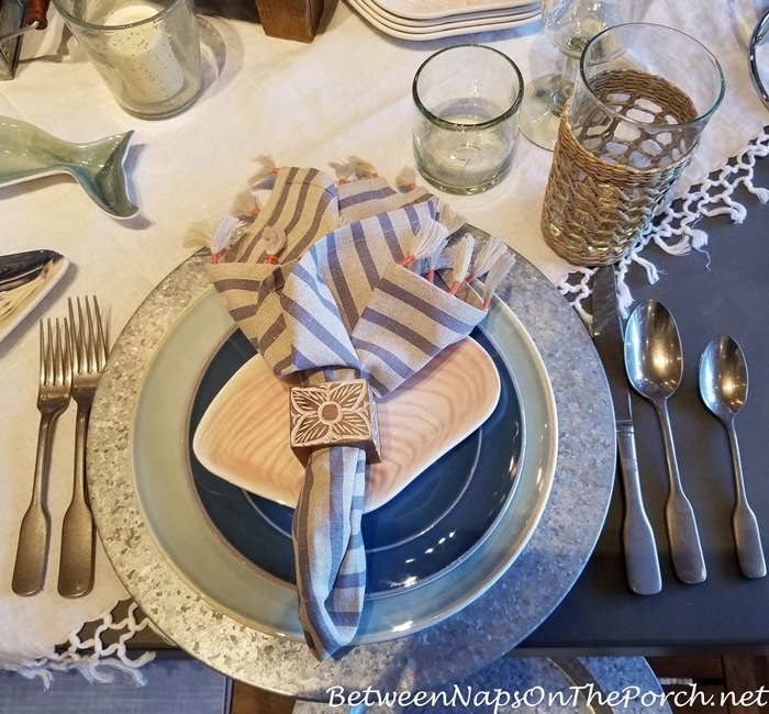 Beachy Table with Striped Napkins