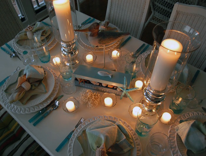 Beach-Themed Candlelight Table Setting