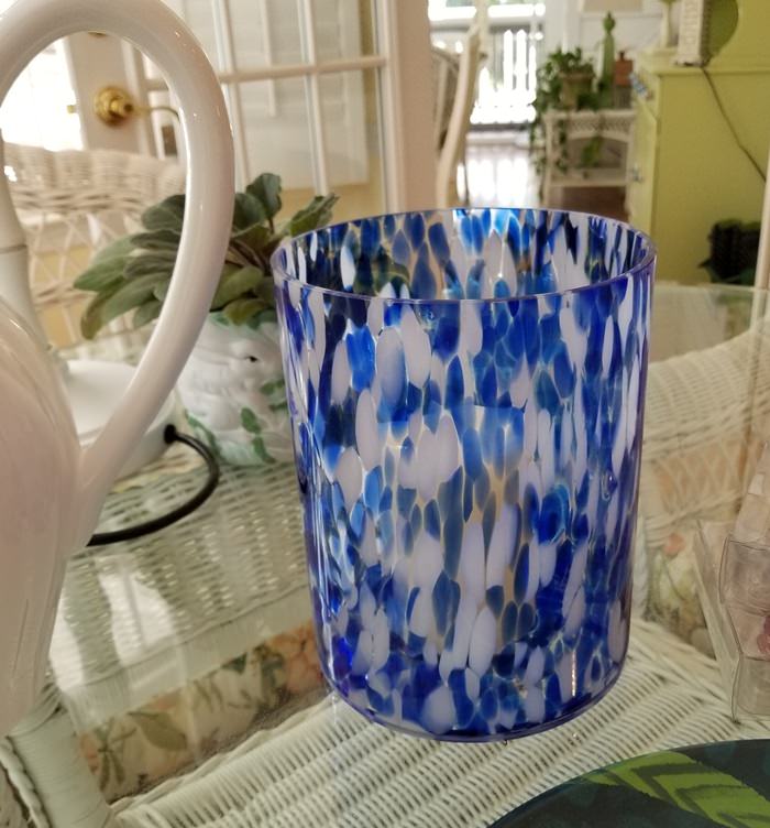 Blue, White Opalhouse Hurricane Candle Holder