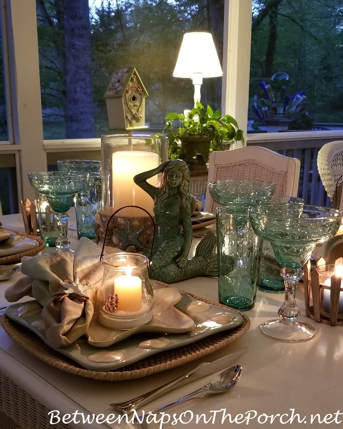 Candlelit Dinner on Porch, Beach Themed Dining
