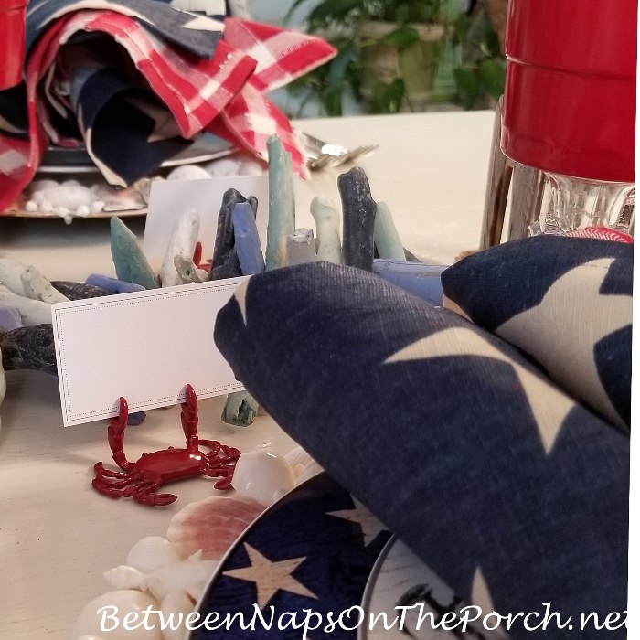 Crab Placecard Holders for a Beach-themed table setting